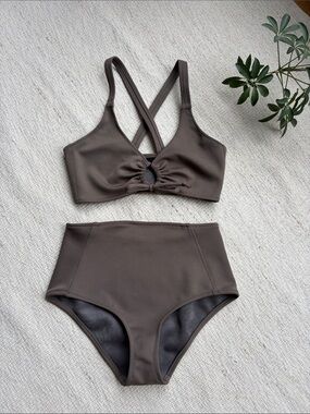 High-Waist Two-Piece Bikini Set in Driftwood by merrick maria